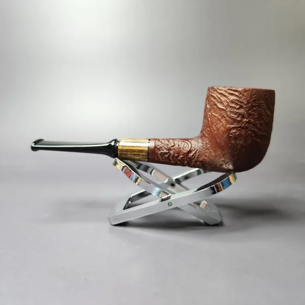 MBSD Briars by Piero Vitale Sandblasted Billiard w/ Zebrawood Briar Pipe, New - Image 3