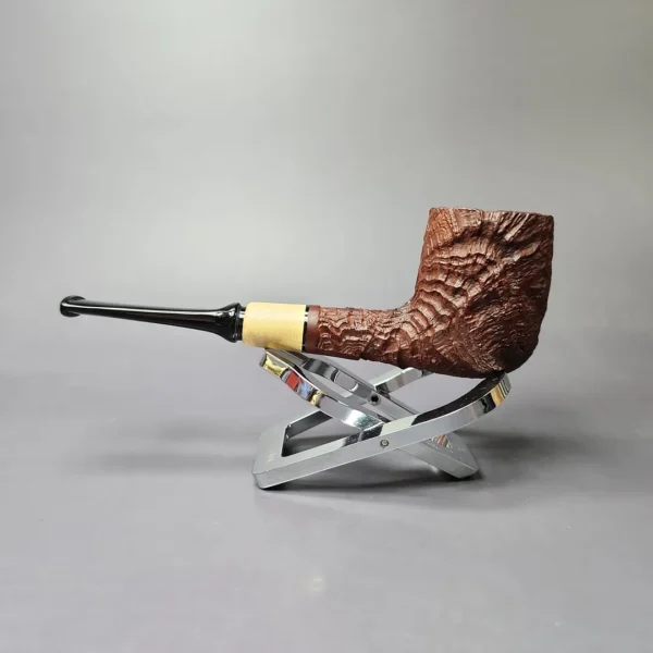 MBSD Briars by Piero Vitale Sandblasted Billiard w/ Olivewood Briar Pipe, New - Image 3