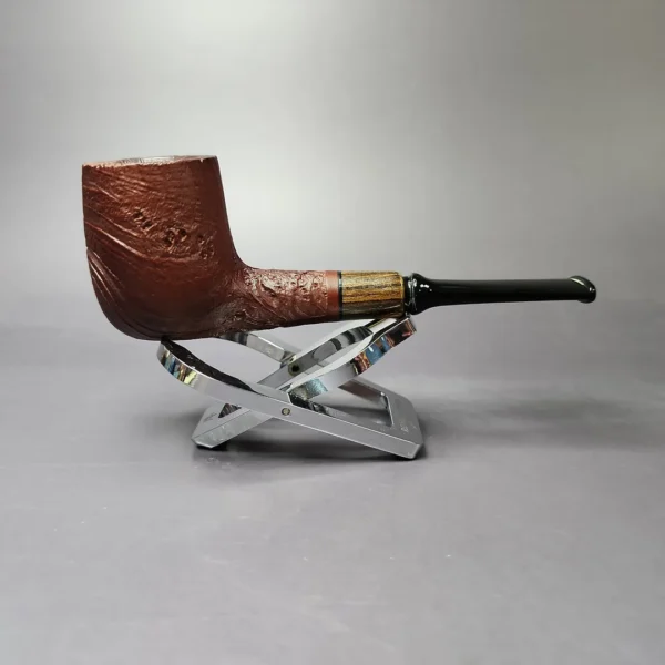 MBSD Briars by Piero Vitale Sandblasted Billiard w/ Zebrawood Briar Pipe, New - Image 3