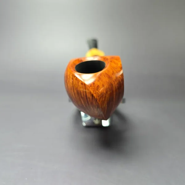 C-Pipe Smooth Long Shank Blowfish w/ Boxwood Handmade Briar Pipe, New - Image 3