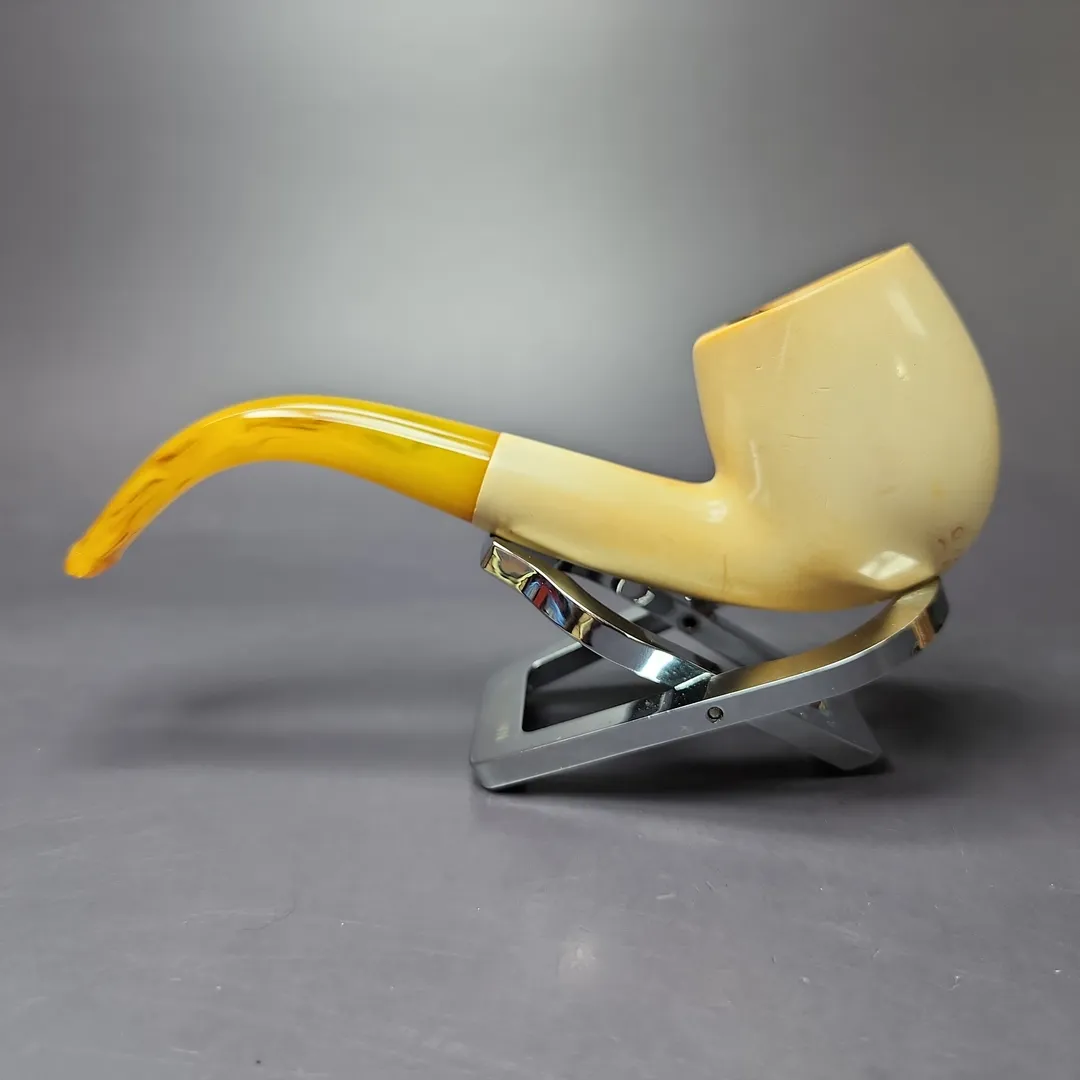 Smooth Bent Billiard Block Meerschaum Estate Pipe, Other Estates - Image 3