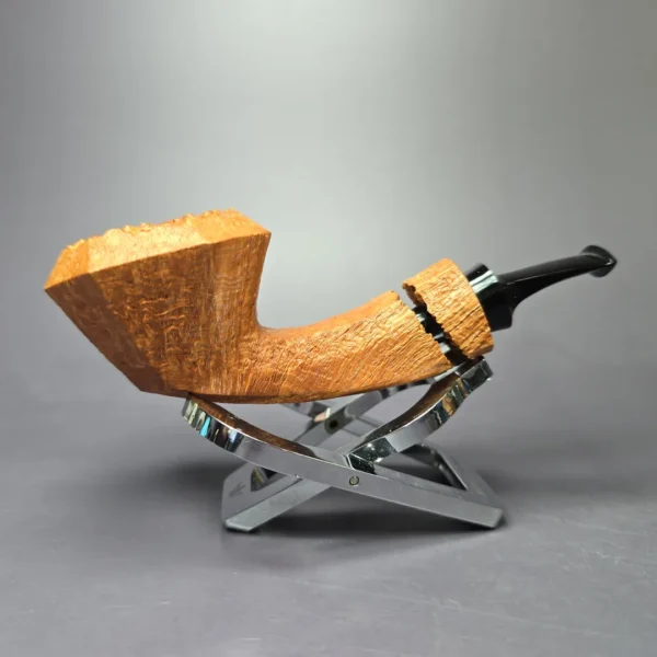 Christian Ruetz Sandblasted "Double Bark" Diamond Dublin Handmade Briar Pipe, New - Image 3