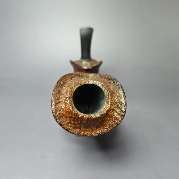 HS Studio Sandblasted Reverse Calabash Horn Estate Briar Pipe, Unsmoked - Image 3