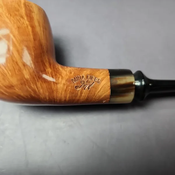 Mina Pipes Smooth Danish Apple w/ Horn Estate Briar Pipe, Unsmoked - Image 3