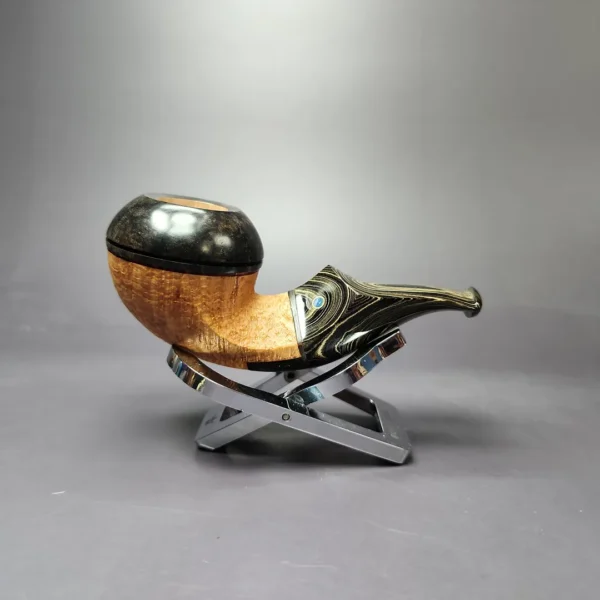 Voboril Pipes Partially Sandblasted Chubby Bulldog Estate Briar Pipe, Unsmoked - Image 4