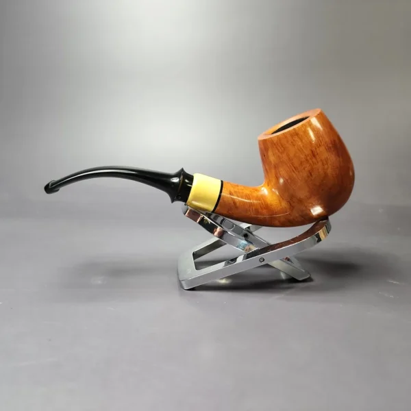 Mina Pipes Smooth Bent Billiard w/ Boxwood Estate Briar Pipe, Unsmoked, 9mm - Image 4