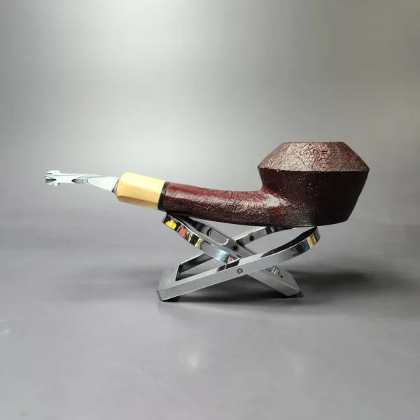 Mina Pipes Sandblasted Wide Shank Bulldog Estate Briar Pipe Unsmoked - Image 4