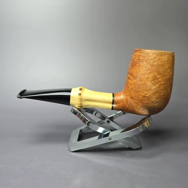 Brandon Brooks Sandblasted Bamboo Stack Handmade Briar Pipe, New - Image 4