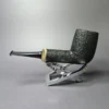 Chheda Sandblasted Billiard w/ Buckeye Burl Estate Briar Pipe, Unsmoked - Image 4