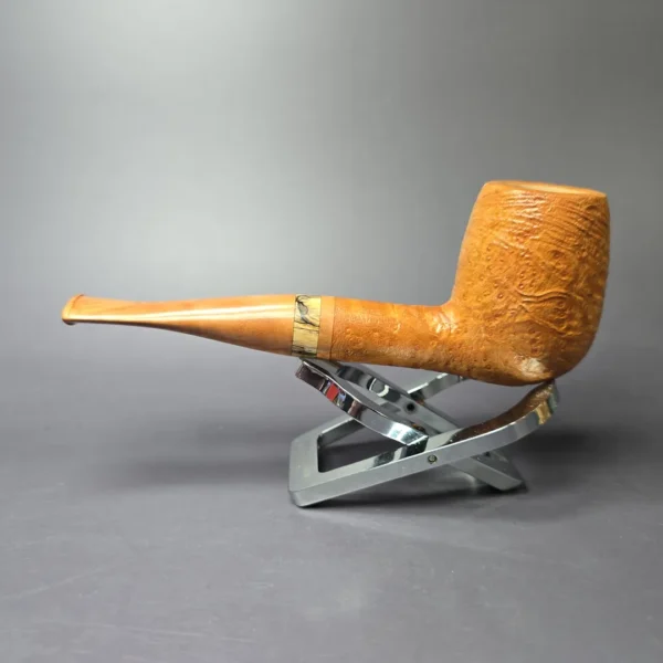 PapaBearPipes Sandblasted All-Briar Billiard Handmade Briar Pipe, New - Image 4