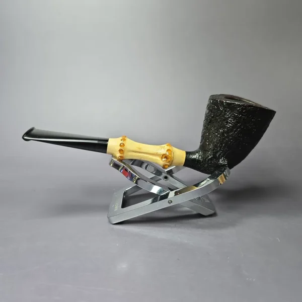 Michael Lindner 2012 D1 Sandblasted Bamboo Dublin Estate Briar Pipe, Unsmoked - Image 4