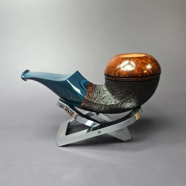Voboril Pipes Partially Sandblasted Chubby Bulldog Estate Briar Pipe, Unsmoked - Image 4