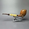 Steve Morrisette Smooth Egg w/ Bamboo & Amberoid Estate Briar Pipe, Unsmoked - Image 4