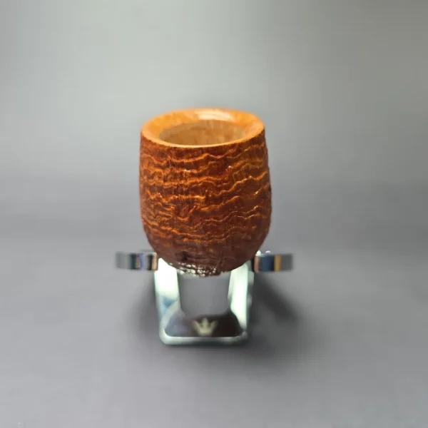 Scottie Piersel Natural Sandblasted Pencil Shank Billiard Estate Briar Pipe, Unsmoked - Image 4