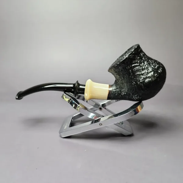 HS Studio Sandblasted "Bo Nordh Pot" w/ Horn Estate Briar Pipe, Unsmoked - Image 4