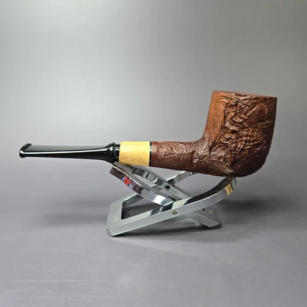 MBSD Briars by Piero Vitale Sandblasted Billiard w/ Olivewood Briar Pipe, New - Image 4