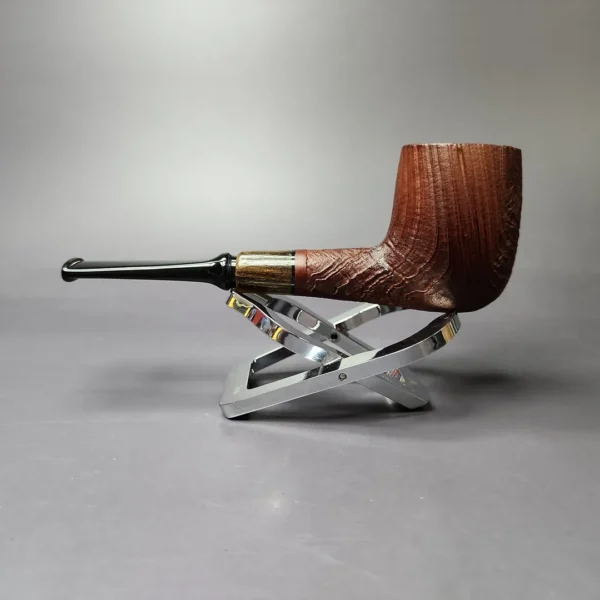 MBSD Briars by Piero Vitale Sandblasted Billiard w/ Zebrawood Briar Pipe, New - Image 4