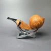 Christian Ruetz Sandblasted "Double Bark" Cobra Handmade Briar Pipe, New - Image 4