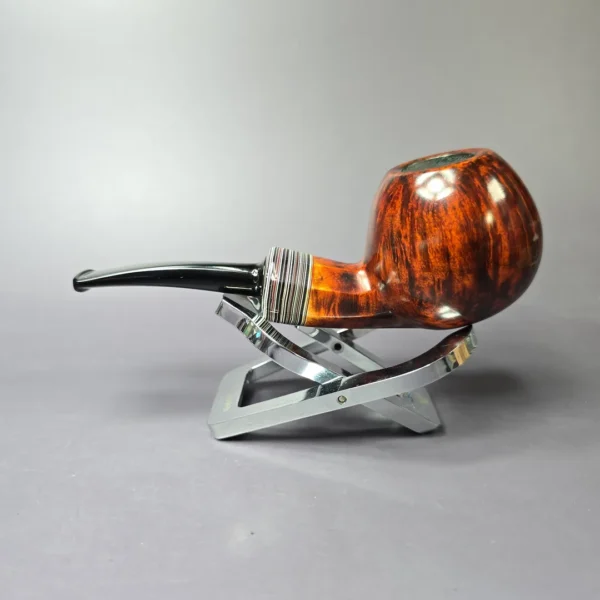 Herriot Pipes Smooth Panel Shank Apple w/ Fordite Handmade Briar Pipe, New - Image 4