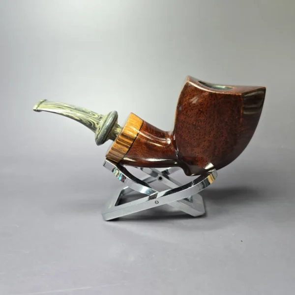 Martin Romijn Smooth "Dubliner Blowfish" w/ Zebrawood Handmade Briar Pipe, New - Image 4