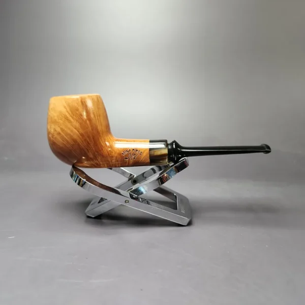 Mina Pipes Smooth Danish Apple w/ Horn Estate Briar Pipe, Unsmoked - Image 4