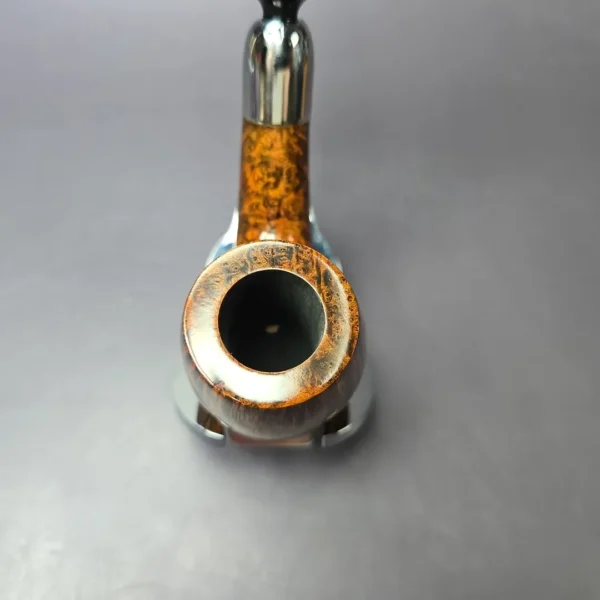 C-Pipe Smooth Brandy w/ Silver Army Mount Handmade Briar Pipe, New - Image 5