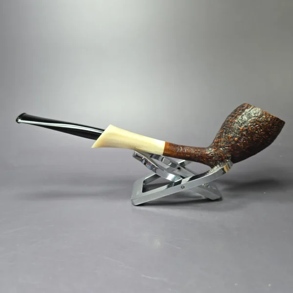 HS Studio Sandblasted Cutty w/ Horn Estate Briar Pipe, Unsmoked - Image 5