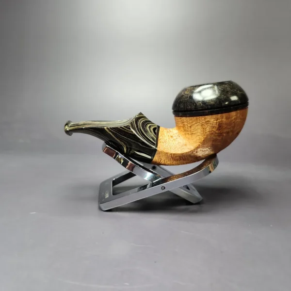 Voboril Pipes Partially Sandblasted Chubby Bulldog Estate Briar Pipe, Unsmoked - Image 5