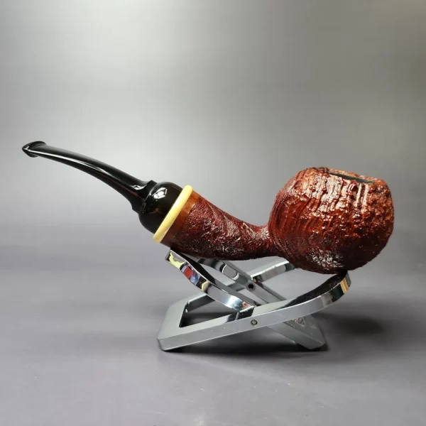 HS Studio Sandblasted Wasp w/ Boxwood Estate Briar Pipe, Unsmoked - Image 5