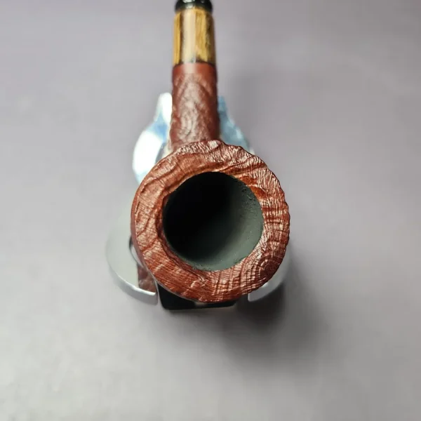 MBSD Briars by Piero Vitale Sandblasted Billiard w/ Zebrawood Briar Pipe, New - Image 5