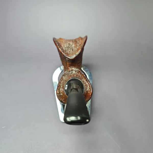 HS Studio Sandblasted Reverse Calabash Horn Estate Briar Pipe, Unsmoked - Image 5