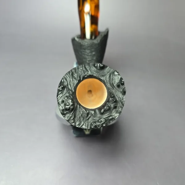 Peter Toth Black Sandblasted Freehand w/ Tortoiseshell Stem Handmade Briar Pipe, New - Image 5