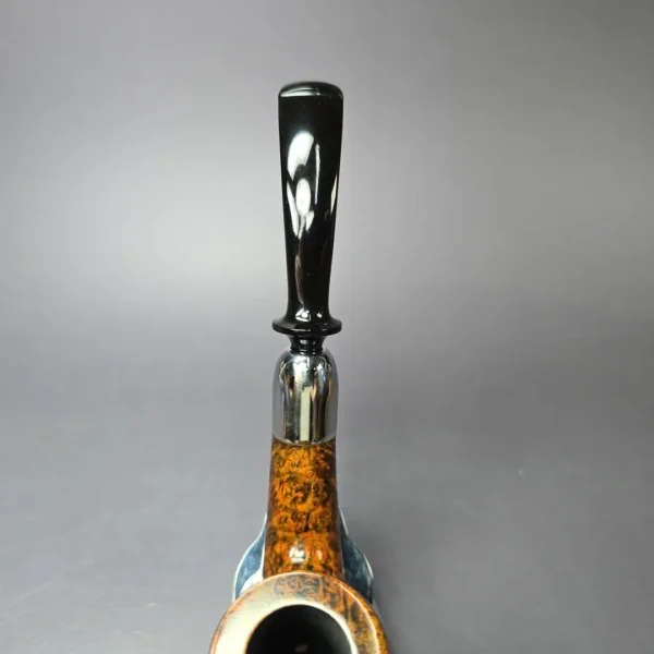 C-Pipe Smooth Brandy w/ Silver Army Mount Handmade Briar Pipe, New - Image 6