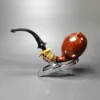C-Pipe Smooth Tomato w/ Crazy Bamboo and Boxwood Handmade Briar Pipe, New - Image 6