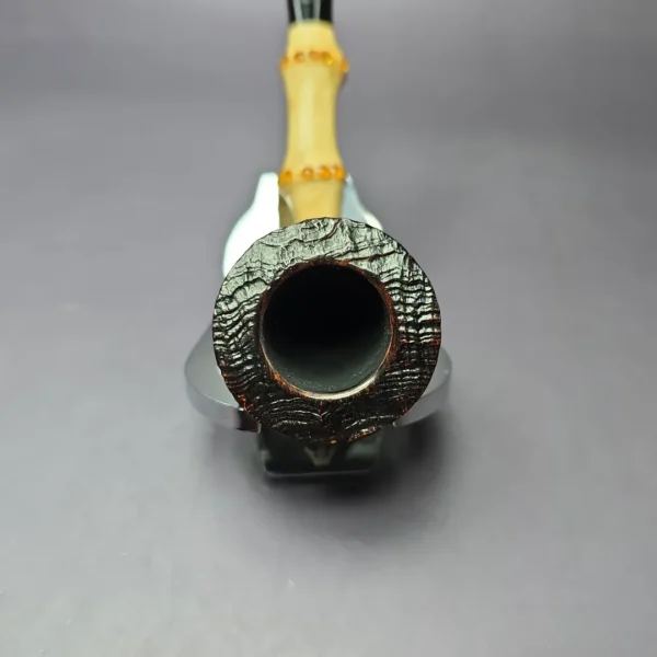 Michael Lindner 2012 D1 Sandblasted Bamboo Dublin Estate Briar Pipe, Unsmoked - Image 6