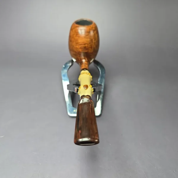 Steve Morrisette Smooth Egg w/ Bamboo & Amberoid Estate Briar Pipe, Unsmoked - Image 6