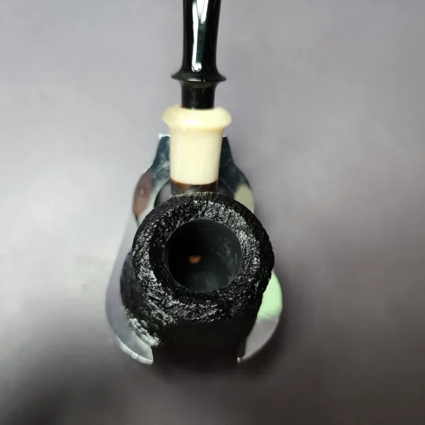 HS Studio Sandblasted "Bo Nordh Pot" w/ Horn Estate Briar Pipe, Unsmoked - Image 6