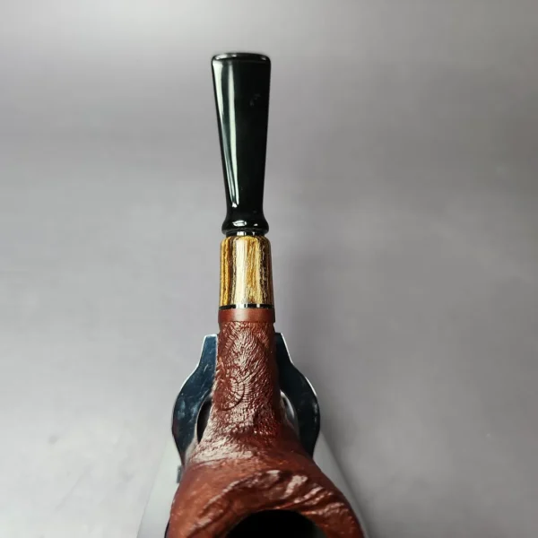 MBSD Briars by Piero Vitale Sandblasted Billiard w/ Zebrawood Briar Pipe, New - Image 6