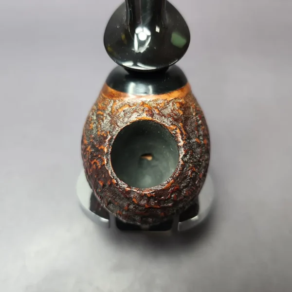 HS Studio Sandblasted Reverse Calabash Nosewarmer Estate Briar Pipe, Unsmoked - Image 6