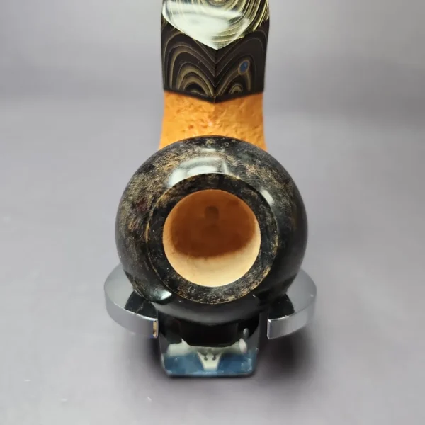 Voboril Pipes Partially Sandblasted Chubby Bulldog Estate Briar Pipe, Unsmoked - Image 7