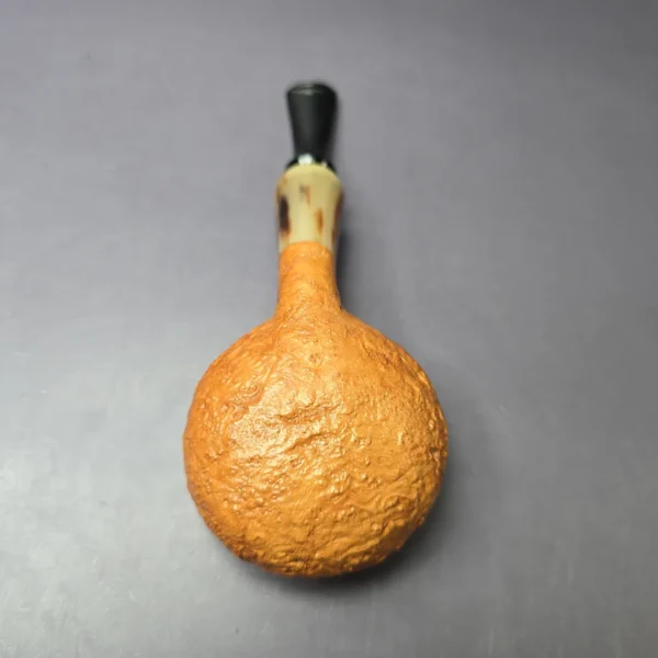 J. Mouton Tanblast Tomato w/ Ox Horn & Brass Handmade Briar Pipe, New - Image 7