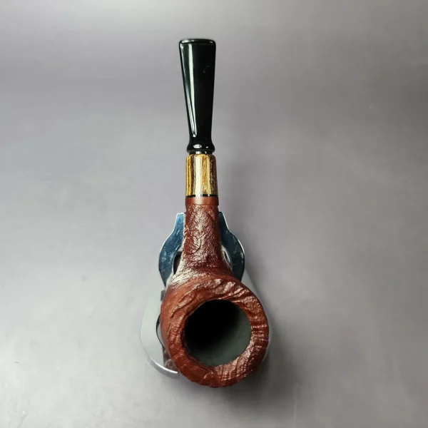 MBSD Briars by Piero Vitale Sandblasted Billiard w/ Zebrawood Briar Pipe, New - Image 7