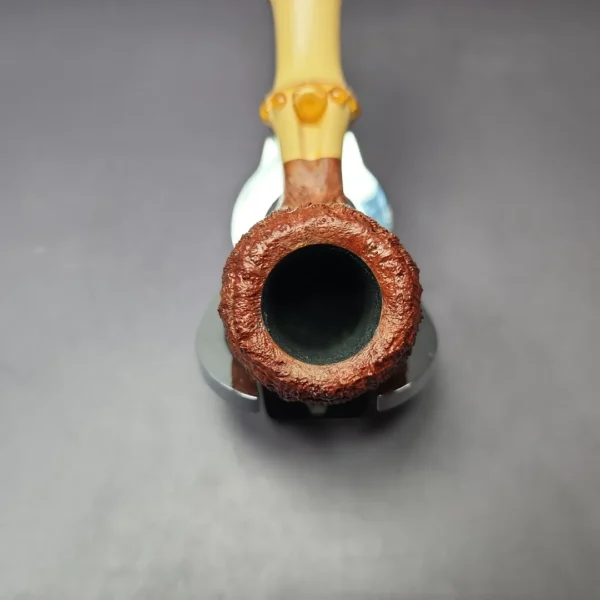 Michael Linder 2011 C2 Sandblasted Billiard w/ Bamboo Estate Briar Pipe, Unsmoked - Image 7