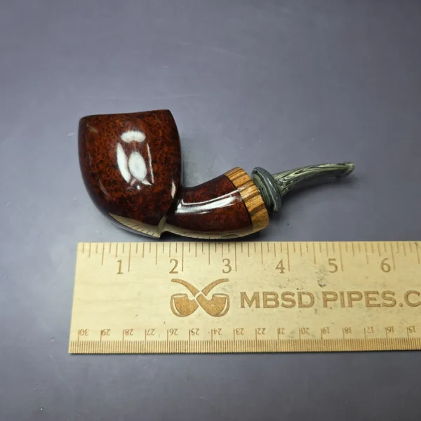 Martin Romijn Smooth "Dubliner Blowfish" w/ Zebrawood Handmade Briar Pipe, New - Image 7