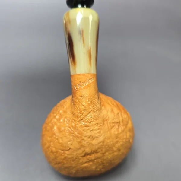J. Mouton Tanblast Tomato w/ Ox Horn & Brass Handmade Briar Pipe, New - Image 8