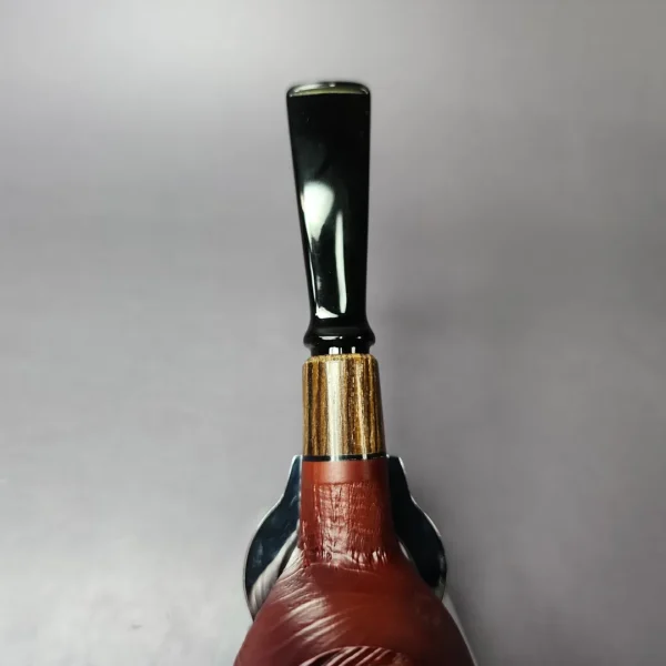 MBSD Briars by Piero Vitale Sandblasted Author w/ Zebrawood Briar Pipe, New - Image 8