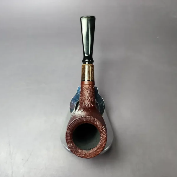 MBSD Briars by Piero Vitale Sandblasted Billiard w/ Zebrawood Briar Pipe, New - Image 8
