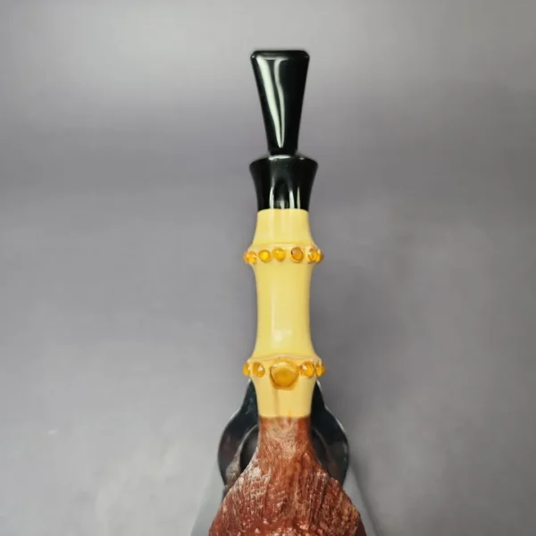 Michael Linder 2011 C2 Sandblasted Billiard w/ Bamboo Estate Briar Pipe, Unsmoked - Image 8