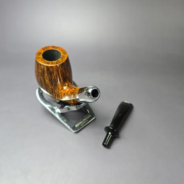 C-Pipe Smooth Brandy w/ Silver Army Mount Handmade Briar Pipe, New - Image 9