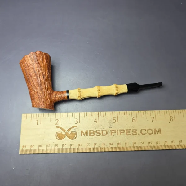 Larrysson (Paul Hubartt) XL Sandblasted Bamboo Poker Estate Briar Pipe, Unsmoked - Image 9
